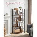 5 Tier Bookshelf Rustic Brown And Black Metal Frame