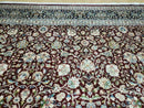 Persian Rug 9x12, Floral Allover, Very Fine, Handmade, Room Sized Oriental Carpet, Sino Persian, Maroon and Navy Blue