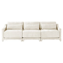 Elegant Three-Seater Sofa with Lumbar Pillow, Chenille Upholstery, Wooden Base, Ergonomic Design, Beige