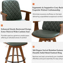 Set Of 2 Green Swivel Bar Height Stools For Kitchen Island
