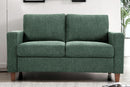 Green Mid Century Modern Couch and Loveseat Set for Small Spaces