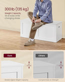 Cloud White Oversized Entryway Storage Bench Hinges