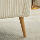 50.78'W Modern Loveseat Couch Sofa, Corduroy Fabric Upholstered 2-Seat Sofa, Wooden Nature Legs for Small Spaces Office Studio Apartment Bedroom, Ivory