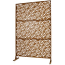 Outdoor & Indoor Privacy Screen Metal Privacy Screen 76' H×48' W, Freestanding Decorative Privacy Screen for Deck Balcony Patio, Privacy Fence Panels for Outside Lawn Garden PS120 BROWN