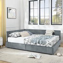 Queen Size Storage Upholstered Tufted Bed Frame, Sofa Bed Frame with Comfortable Backrest and Armrests,Queen Size Bed for Bedroom, Living Room,Velvet, grey(85.5''*64.5''*29.5'')