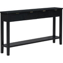 U_STYLE Contemporary High-Quality Entryway Console Table with 4  Spacious Drawersm,1 Practical Bottom ShelfLong Legs, for Hallway, Foyer