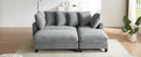 Modern L-Shaped Sectional Sofa with Storage, Movable Ottoman, and Throw Pillows, Grey Chenille, 83'