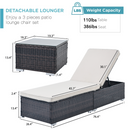 Walker Edison - Outdoor Patio Chaise Lounge Chair,Lying in bed with PE Rattan and Steel Frame,PE Wickers,Pool Recliners with Elegant Reclining Adjustable Backrest and Removable Cushions Sets of 3(Brown+Beige)