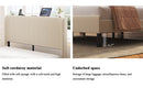 Modern Beige Queen Size Platform Bed with Metal Frame and Charging Station