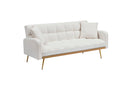 69 Inch Sofa Bed Beige with Adjustable Teddy Sofa for Small Space Living Room and Bedroom