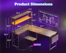 53 Inch L Shaped Desk With LED Lights And Power Outlet