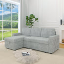 85 Inches Sofa Bed, 3 Seater Sleeper Sofa with Storage Chaise, Square Handrail With Pull and Copper nail,Chenille-Light Grey, Pull Out Couch for Living Room