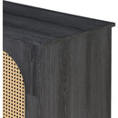 TREXM Retro 3-Door Sideboard with Large Storage Space Artificial Rattan Doors and Metal Handles, Accent Cabinet for Living Room and Hallway (Antique Black)
