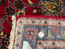 Traditional Persian Rug 8x11, Red Navy Blue, Floral Medallion, Antique Persian Mashad Carpet, Wool