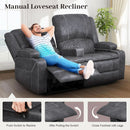 Gray Velvet Manual Recliner Loveseat With USB Ports