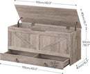 SolidWoodFinish Storage Bench Greige 43Inch Drawer
