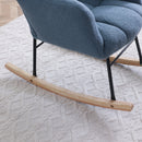 Rocking Chair Teddy Upholstered Glider Rocker Rocking Accent Chair Padded Seat with High Backrest Armchair Comfy Side Chair for Living Room Bedroom Offices Blue