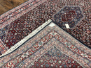 Indo Persian Rug 7x10, Dark Blue and Red Hand Knotted Wool Vintage Oriental Carpet 7 x 10 ft, Handmade Bidjar Rug, Herati Pattern Indian Rug