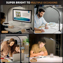 Led Desk Lamp Black Adjustable Gooseneck Dual Head Clip Lamp