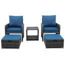 5 Pieces Wicker Patio Furniture Set Outdoor Patio Chairs with Ottomans Conversation Furniture with coffetable for Poolside Garden Balcony
