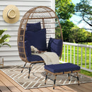 Wicker Egg Chair,Rattan Egg Chair Indoor Outdoor,Oversized Large Egg Chairs 600lbs with Ottoman and Thick Cushions for Porch, Backyard, Balcony