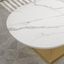 Modern Sintered Stone Tabletop Coffee Table with Stainless Steel Base - Elegant and Durable Living Room Centerpiece