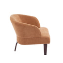 Modern Accent Chair with Round Back & Wooden Legs - Mid-Century Inspired Lounge Chair for Living Room, Bedroom, or Office - Soft Fabric Upholstery
