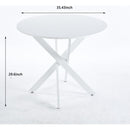 Dining Table with cross metal leg and MDF top,Modern Space Saving Kitchen Table for Living Room,WHITE legs,ROUND TABLE,90x90x75cm