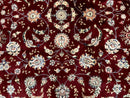 Sino Persian Rug 9x11, Burgundy and Navy Blue, Fine 200 KPSI, Floral Allover