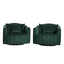 40.35'W Upholstered Oversized 360° Swivel Accent Barrel Chair and Half Cozy Sofa with 3 Pillows, Velvet Channel Tufted Pumpkin-Shape Club Armchair for Living Room, Bedroom, Office, Lounge, Green