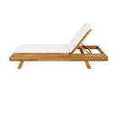 LOUNGE CHAISE SET,SPACE AVAILABLE ON ONE SIDE, ACACIA WOOD WITH WATER-RESISTANT LOUNGE CUSHIONS (CREAM & 2 INCH THICK) - MATCHING DARK GREY/LEAF COCONUT VERSION AVAILABLE