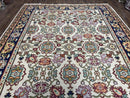 Antique Turkish Kilim Rug 7x10 Allover Pattern, Ivory Cream Maroon Light Blue, Wool Flatweave Hand Woven, Large Kilim, Vintage Kilim Carpet
