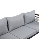 Outdoor Sectional Sofa Set 5-Person Patio Seating Group with Cushions and Coffee Table, Grey, Steel & Acacia Wood