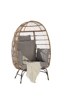 Wicker Egg Chair,Rattan Egg Chair Indoor Outdoor,Oversized Large Egg Chairs 600lbs with Cushion and Pillow for Porch, Backyard, Balcony