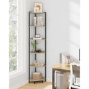 6-Tier Greige Corner Shelf Stand For Living Room And Office