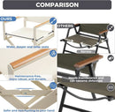 11 Piece Outdoor Dining Set Apricot Sling Mesh Chairs With Wood Grain Expandable Table For 6 To 8