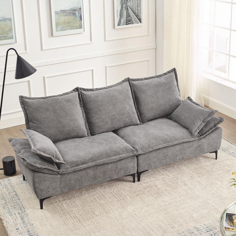 " 88.5 Modern Sailboat Sofa Dutch Velvet 3-Seater Sofa with Two Pillows for Small Spaces in Living Rooms, Apartments