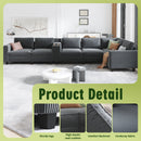 L-shaped 6-seater 133.4''*94.4'' corduroy sofa, large storage armrests with center console, USB charging, left and right seats can be switched, 3 packages of 130