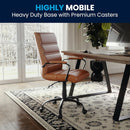Whitney Mid-Back Leather Desk Chair Brown Black Adjustable Height