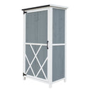 54' Two-Tone Storage Shed - Gray & White Design with Sloped Roof & 5 Customizable Compartments