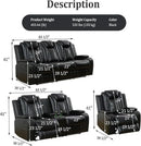 Power Recliner Set With LED Lights And Wireless Charger USB Port