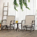 3 Piece Outdoor Glider Chair Bistro Set With Two Sling Chairs And Glass Tabletop Mixed Brown