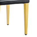 A Set of 4 Black PU Leather Backrest Chairs with Gold Metal Legs - A Perfect Pairing, Ideal for Minimalist and Modern Home Décor Styles, with Product Dimensions of 16.2*18.5*34.6 inches
