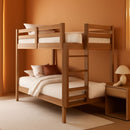 Engineered Wood Twin Over Twin Bunk Bed With Ladder Oak Finish