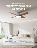 Smart Ceiling Fan 44 Inch Silver With Dimmable LED Light
