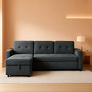 Gray Microfiber L Shape Sleeper Sofa With USB Ports Storage