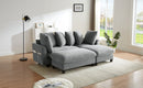 Modern L-Shaped Sectional Sofa with Storage, Movable Ottoman, and Throw Pillows, Grey Chenille, 83'