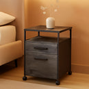 Mobile File Cabinet With Wheels 2 Drawers Open Shelf Charcoal Gray And Ink Black
