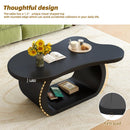 ON-TREND 39.3'*23.6' Modern Cloud Coffee Table with 1.5' Thick Tabletop, Cream Style Irregular End Table with Curved Legs, Unique Design Accent Table with Round Edge for Living Room, Apartment, Black