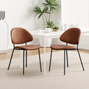 Set of 4 Upholstered PU Leather Dining Chairs Mid-Century Modern Dining Chairs with Curved Backrest for Dining Room Kitchen (Brown)